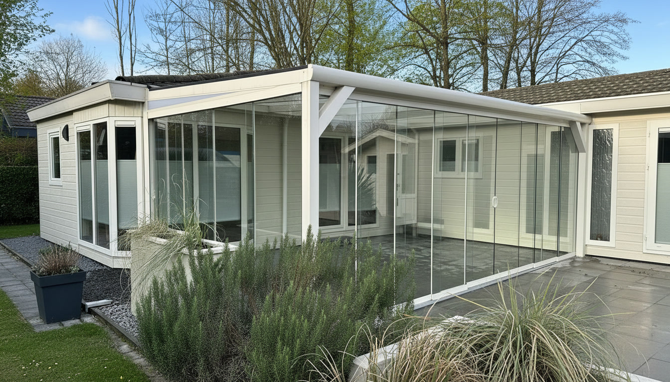 Veranda met glazen schuifwanden